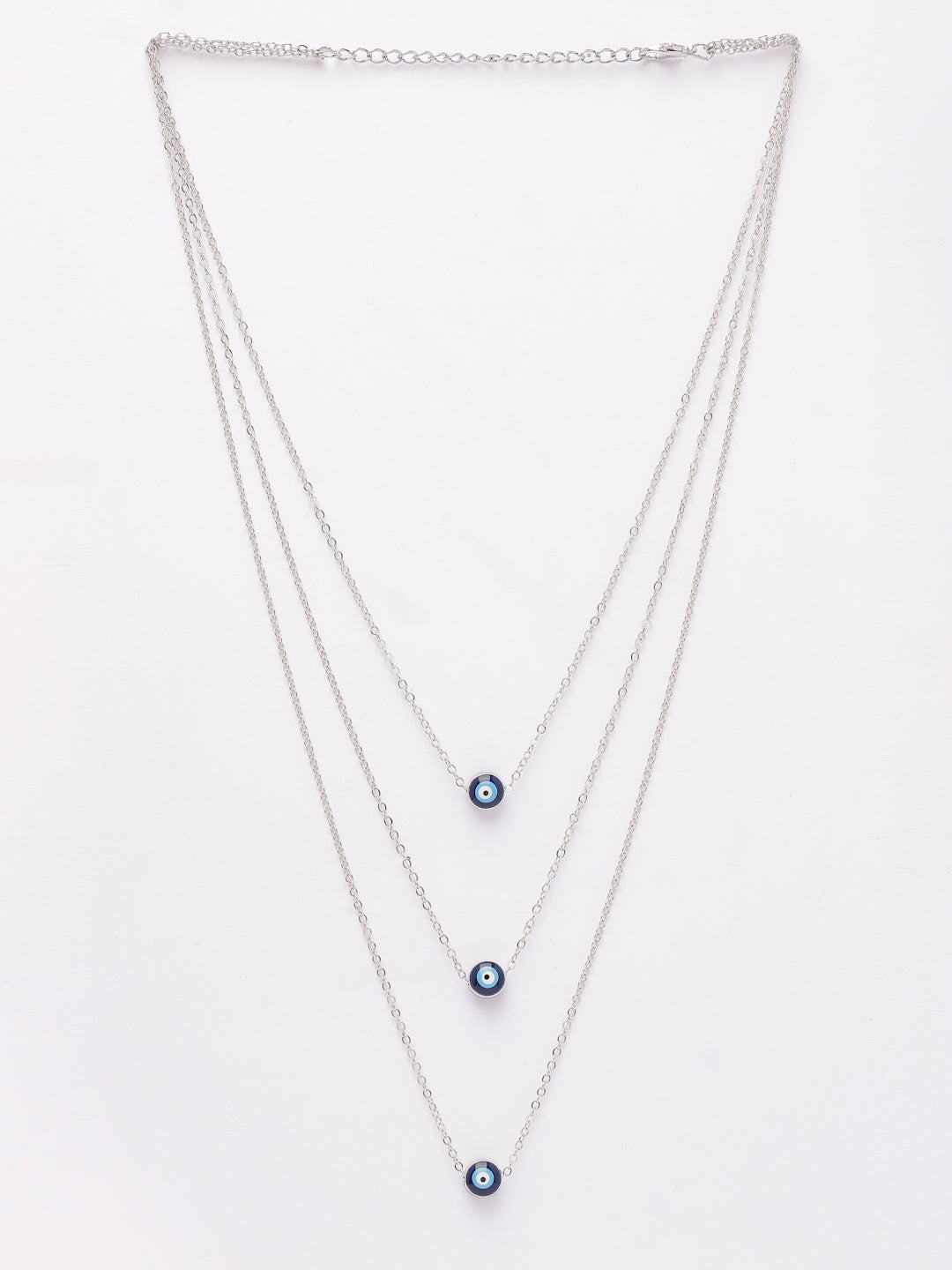 NVR Women's Silver-Plated Evil Eye Layered Chain | Grocsy