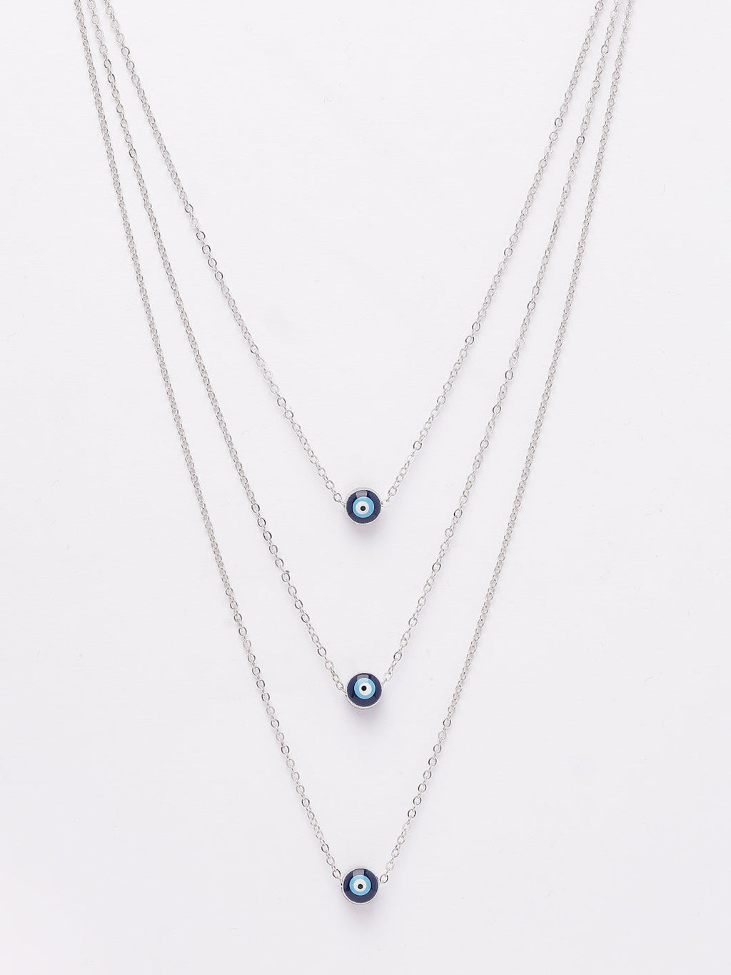 NVR Women's Silver-Plated Evil Eye Layered Chain | Grocsy
