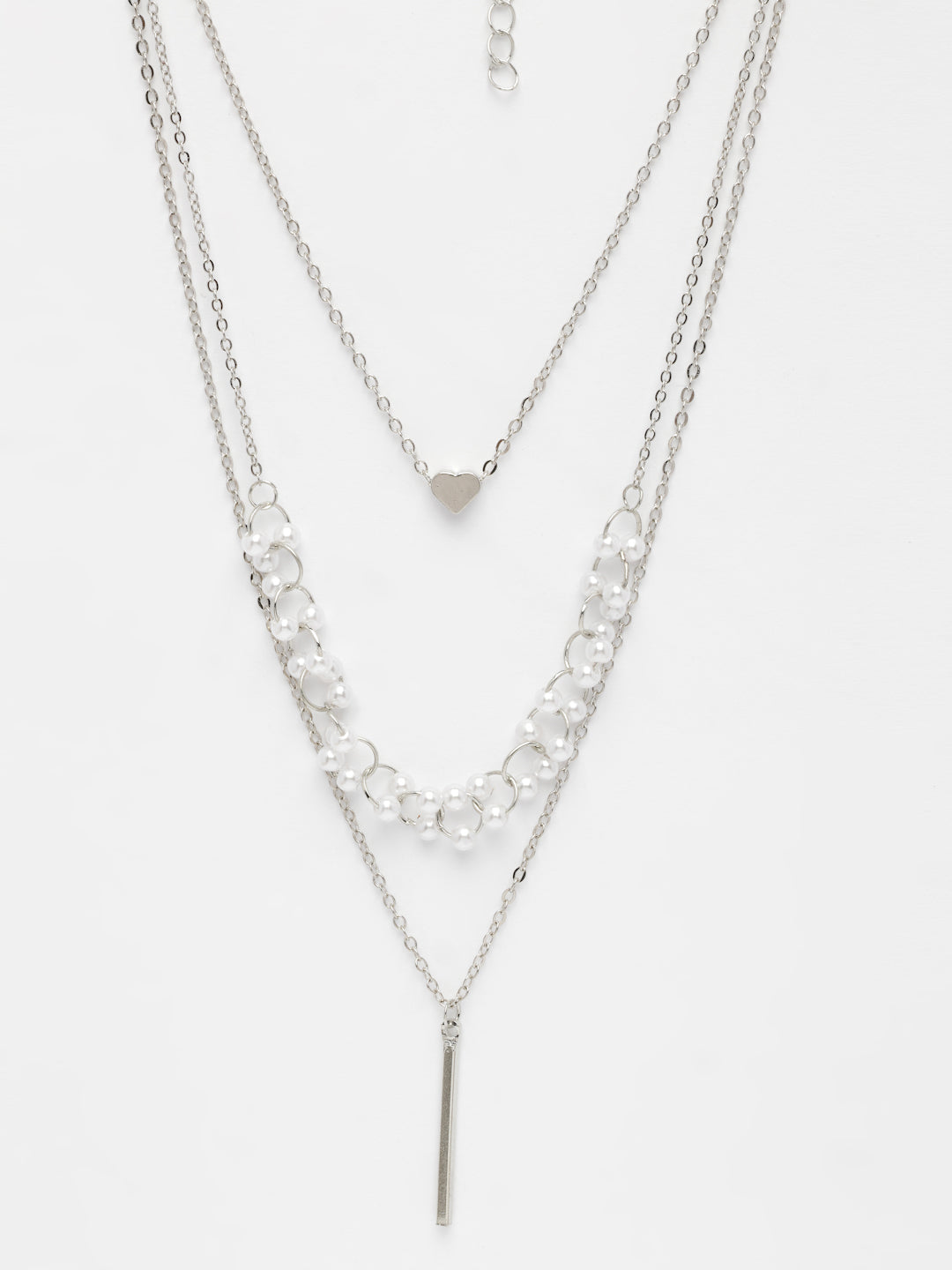 NVR Women's Silver-Plated Beaded Layered Chain | Grocsy