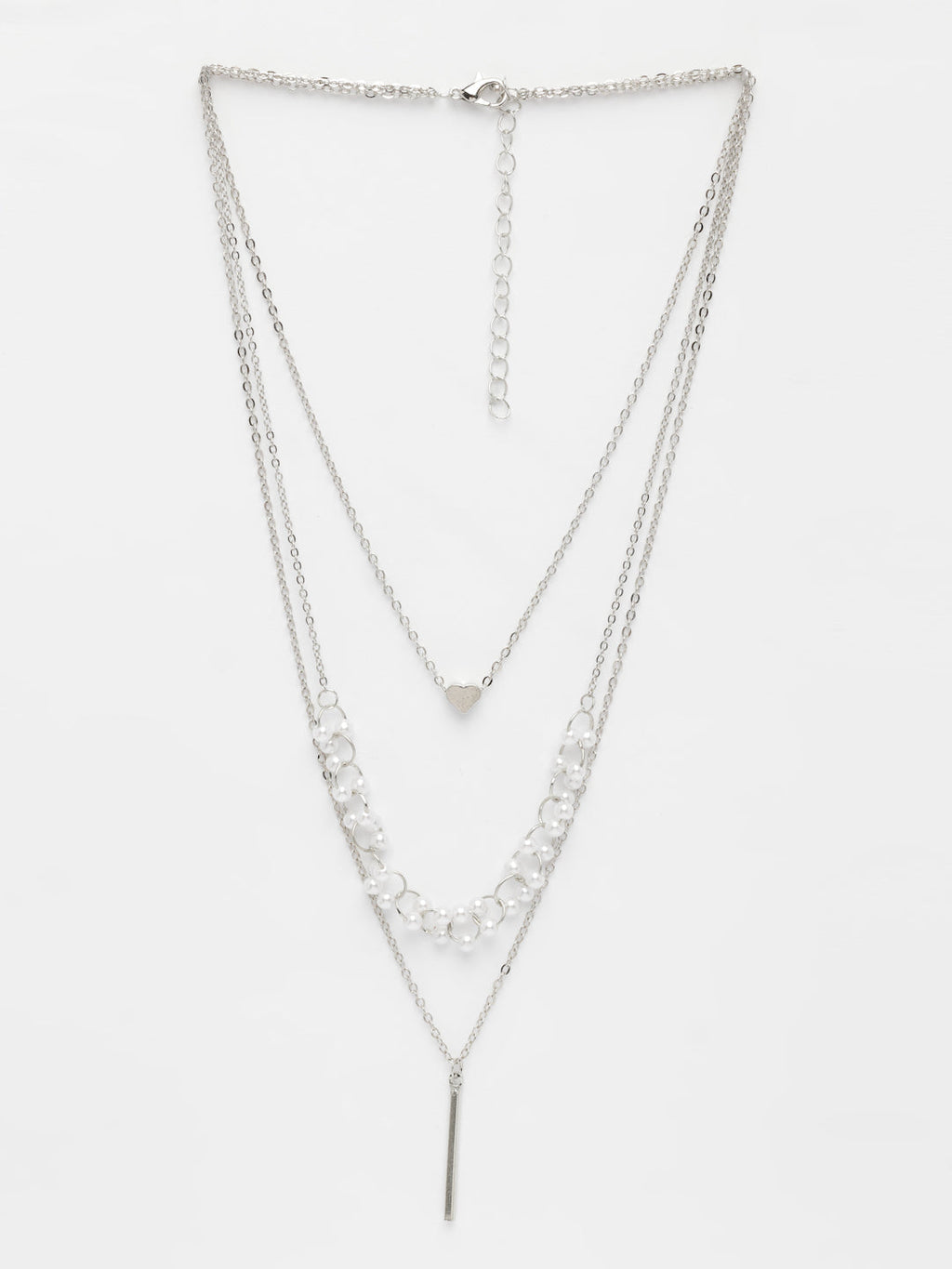 NVR Women's Silver-Plated Beaded Layered Chain | Grocsy