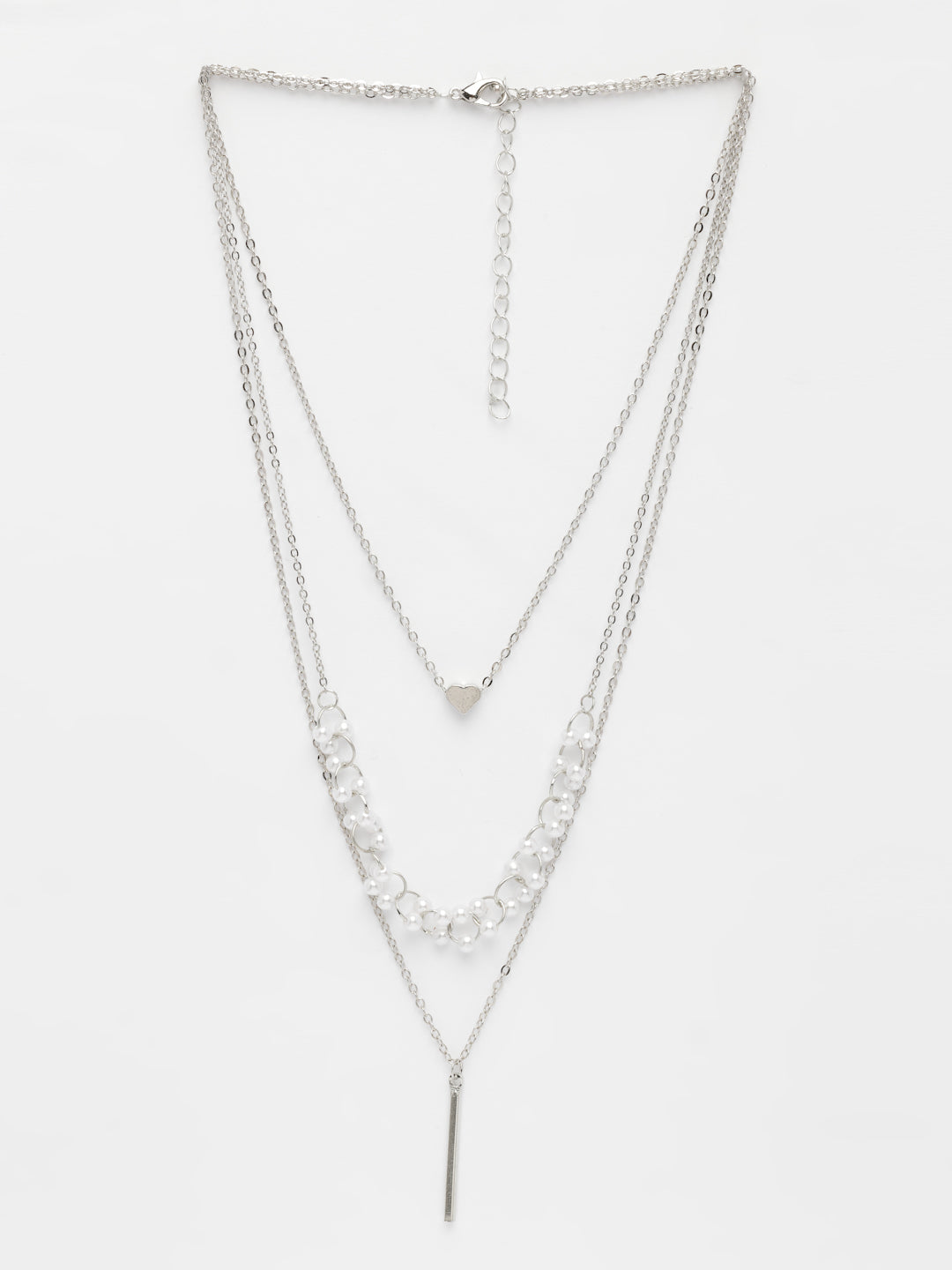 NVR Women's Silver-Plated Beaded Layered Chain | Grocsy