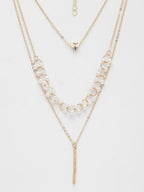 NVR Women's Gold-Polished Beaded Layered Chain | Grocsy