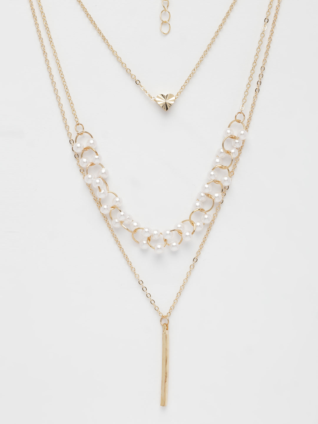 NVR Women's Gold-Polished Beaded Layered Chain | Grocsy