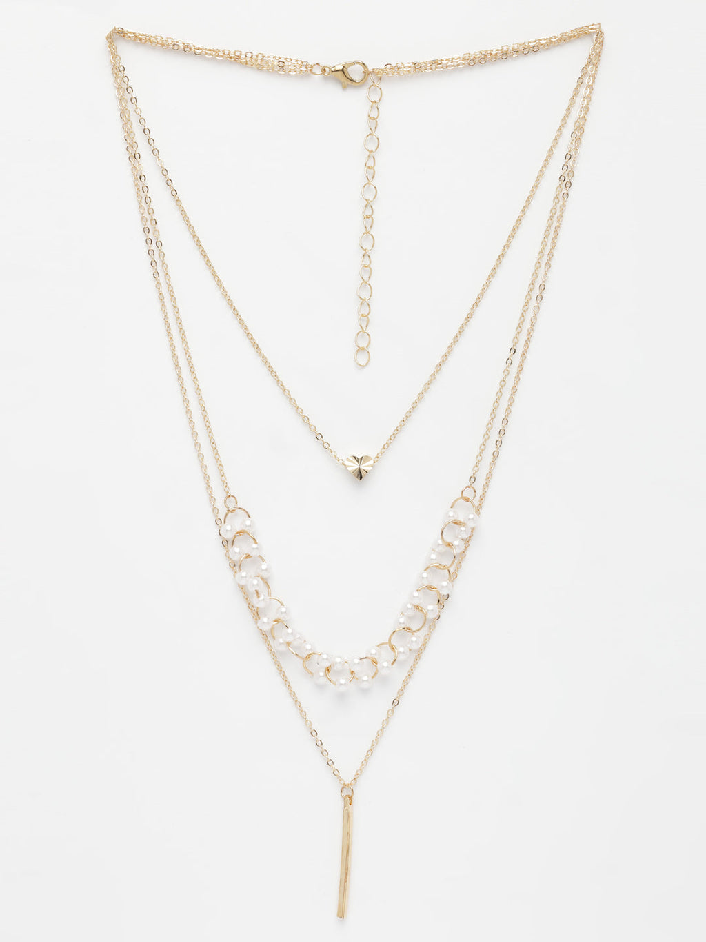 NVR Women's Gold-Polished Beaded Layered Chain | Grocsy