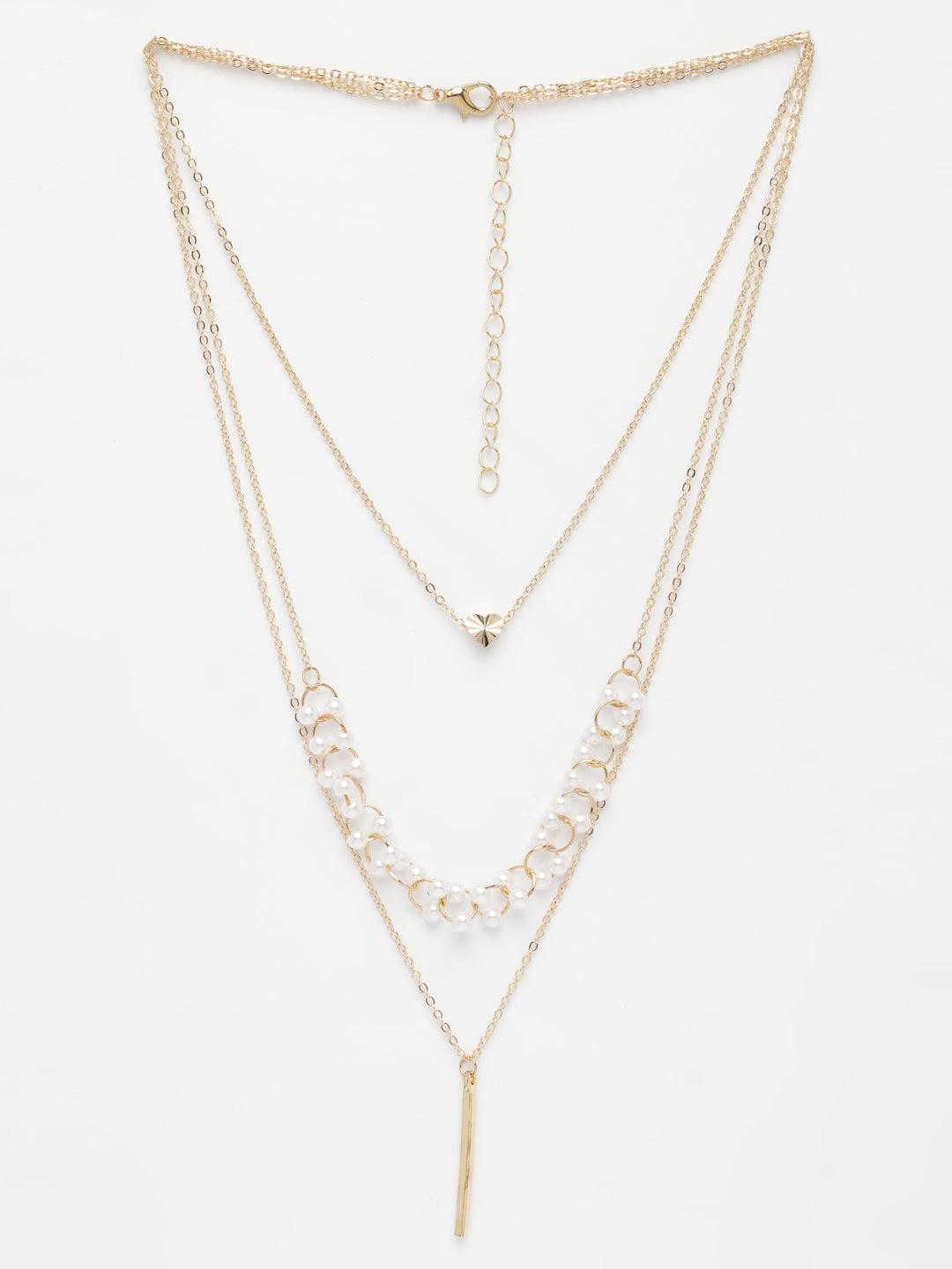 NVR Women's Gold-Polished Beaded Layered Chain | Grocsy