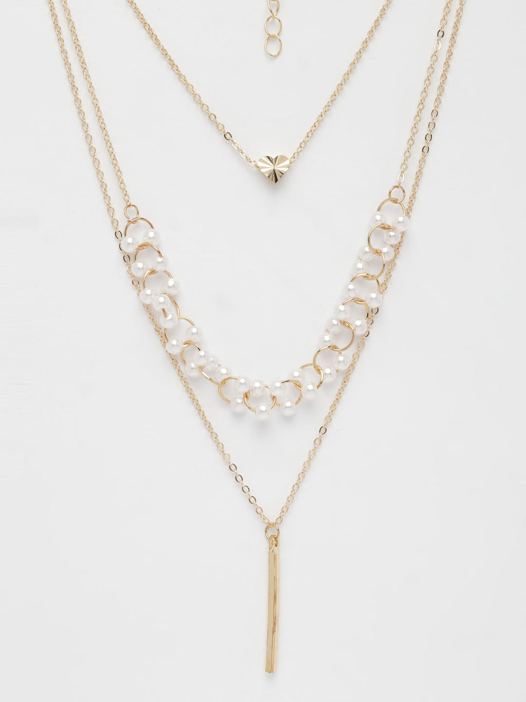 NVR Women's Gold-Polished Beaded Layered Chain | Grocsy