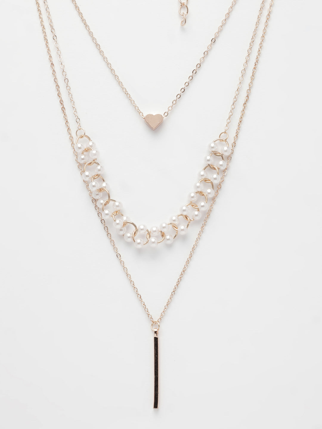 NVR Women's Rose Gold-Polished Beaded Layered Chain | Grocsy