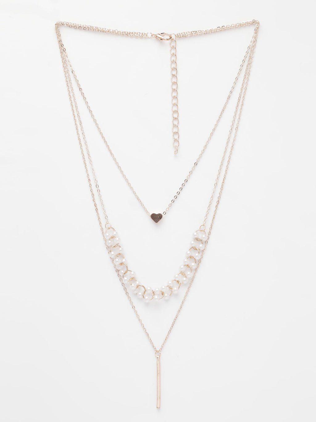 NVR Women's Rose Gold-Polished Beaded Layered Chain | Grocsy