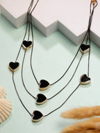 NVR Women's Black Heart Shape Layered Fashion Necklace | Grocsy