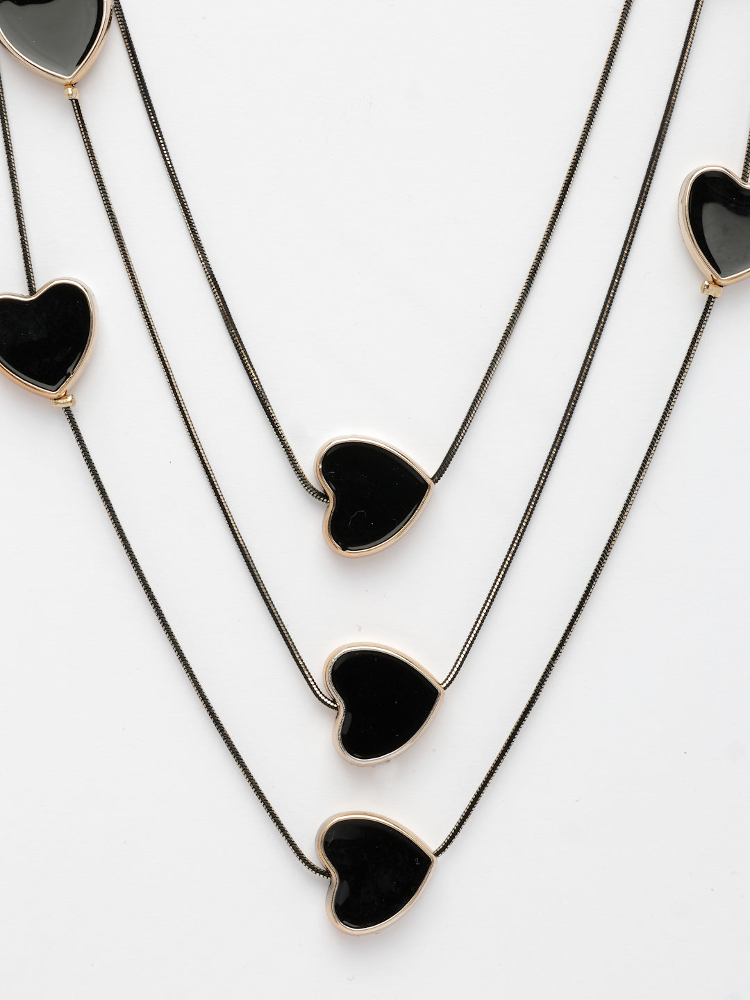 NVR Women's Black Heart Shape Layered Fashion Necklace | Grocsy