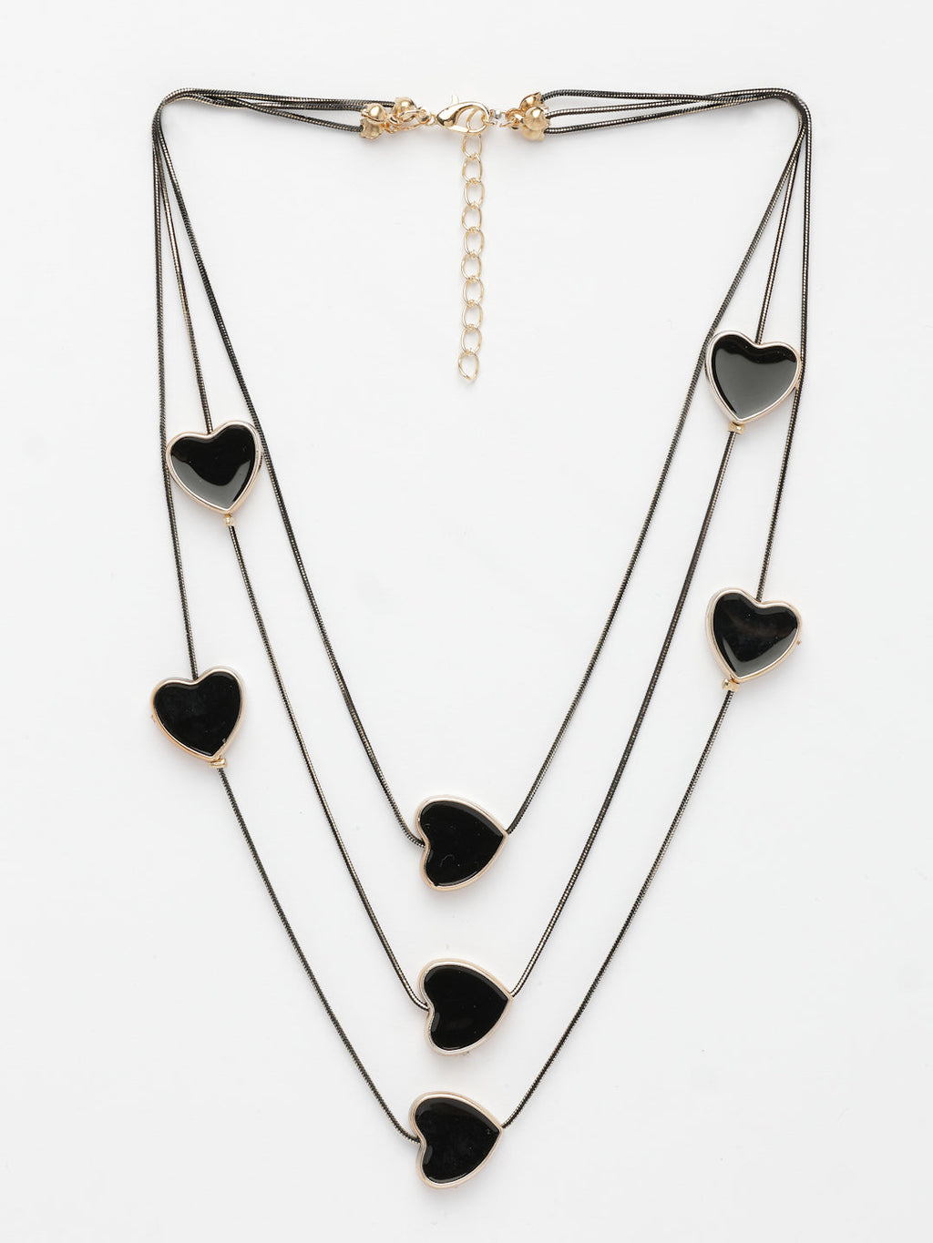NVR Women's Black Heart Shape Layered Fashion Necklace | Grocsy