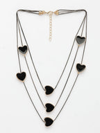 NVR Women's Black Heart Shape Layered Fashion Necklace | Grocsy