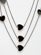 NVR Women's Black Heart Shape Layered Fashion Necklace | Grocsy