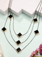 NVR Women's Black Geometric-Shaped Layered Fashion Necklace | Grocsy