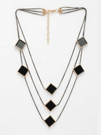 NVR Women's Black Geometric-Shaped Layered Fashion Necklace | Grocsy