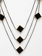 NVR Women's Black Geometric-Shaped Layered Fashion Necklace | Grocsy