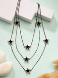 NVR Women's Black Star-Shaped Layered Fashion Necklace | Grocsy