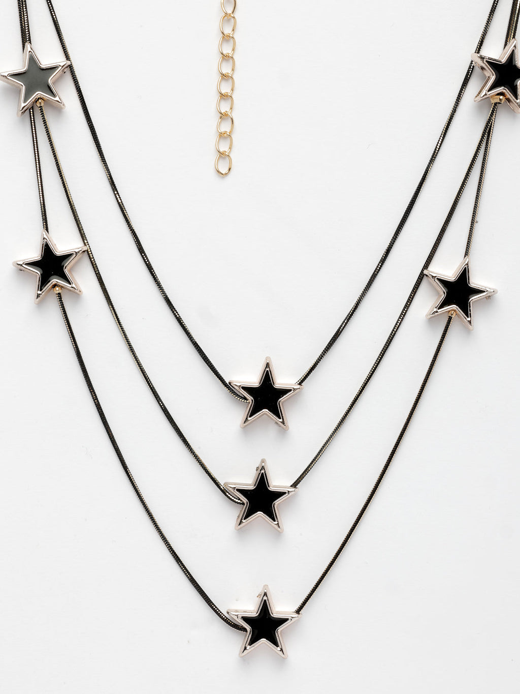 NVR Women's Black Star-Shaped Layered Fashion Necklace | Grocsy