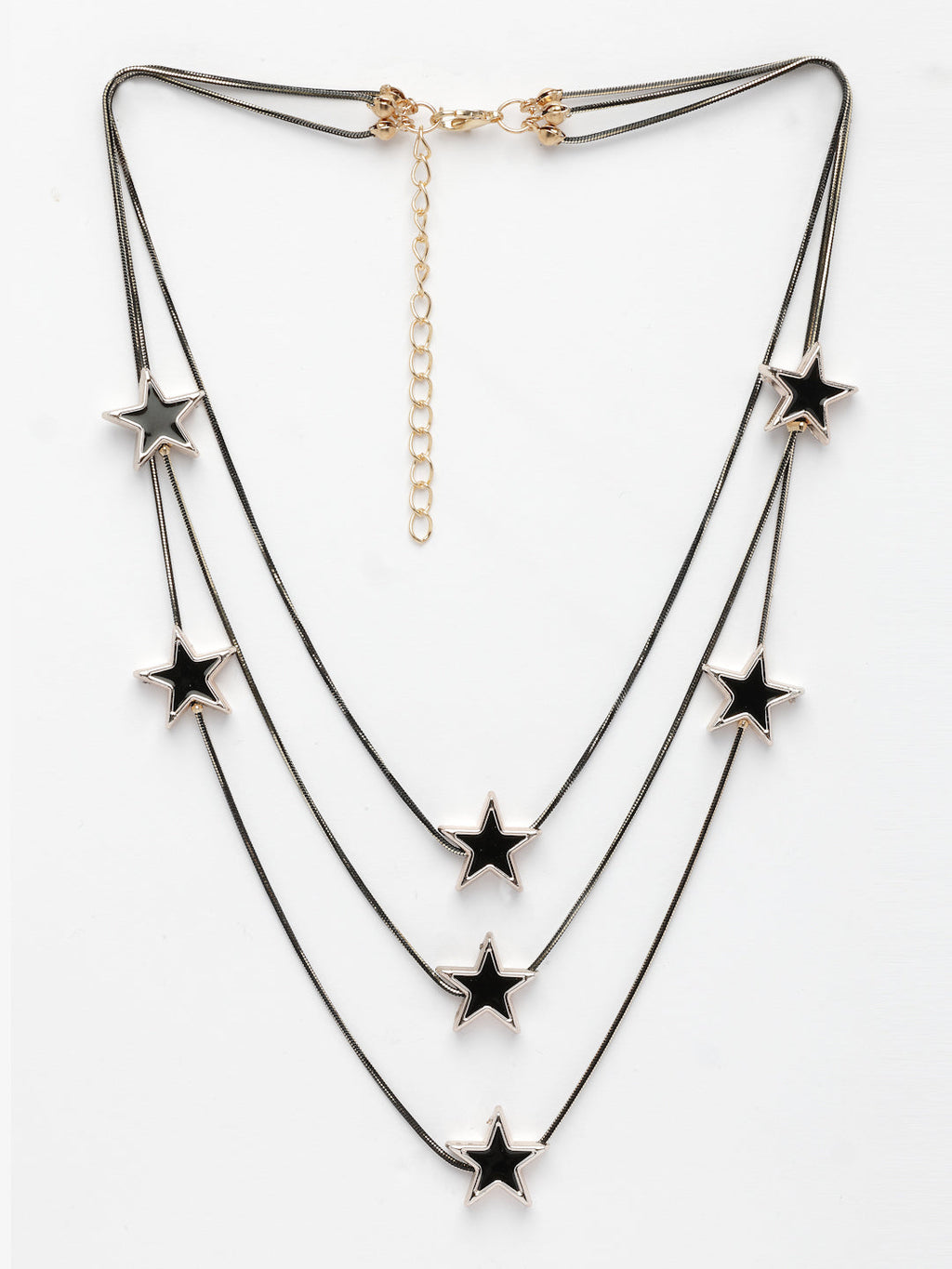 NVR Women's Black Star-Shaped Layered Fashion Necklace | Grocsy