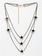 NVR Women's Black Star-Shaped Layered Fashion Necklace | Grocsy