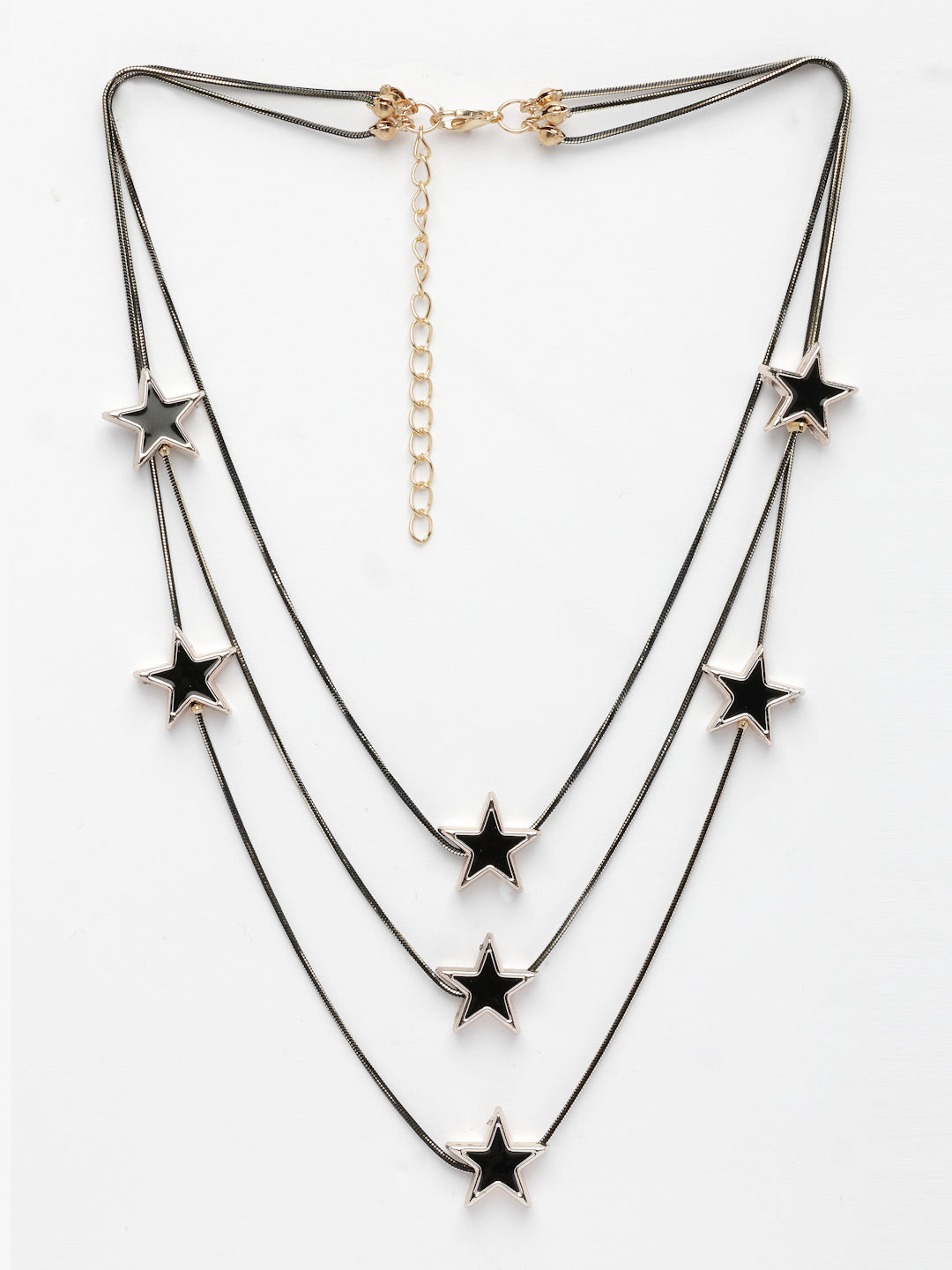 NVR Women's Black Star-Shaped Layered Fashion Necklace | Grocsy