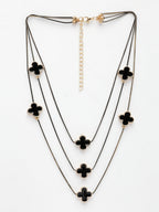 NVR Women's Black Layered Fashion Necklace | Grocsy