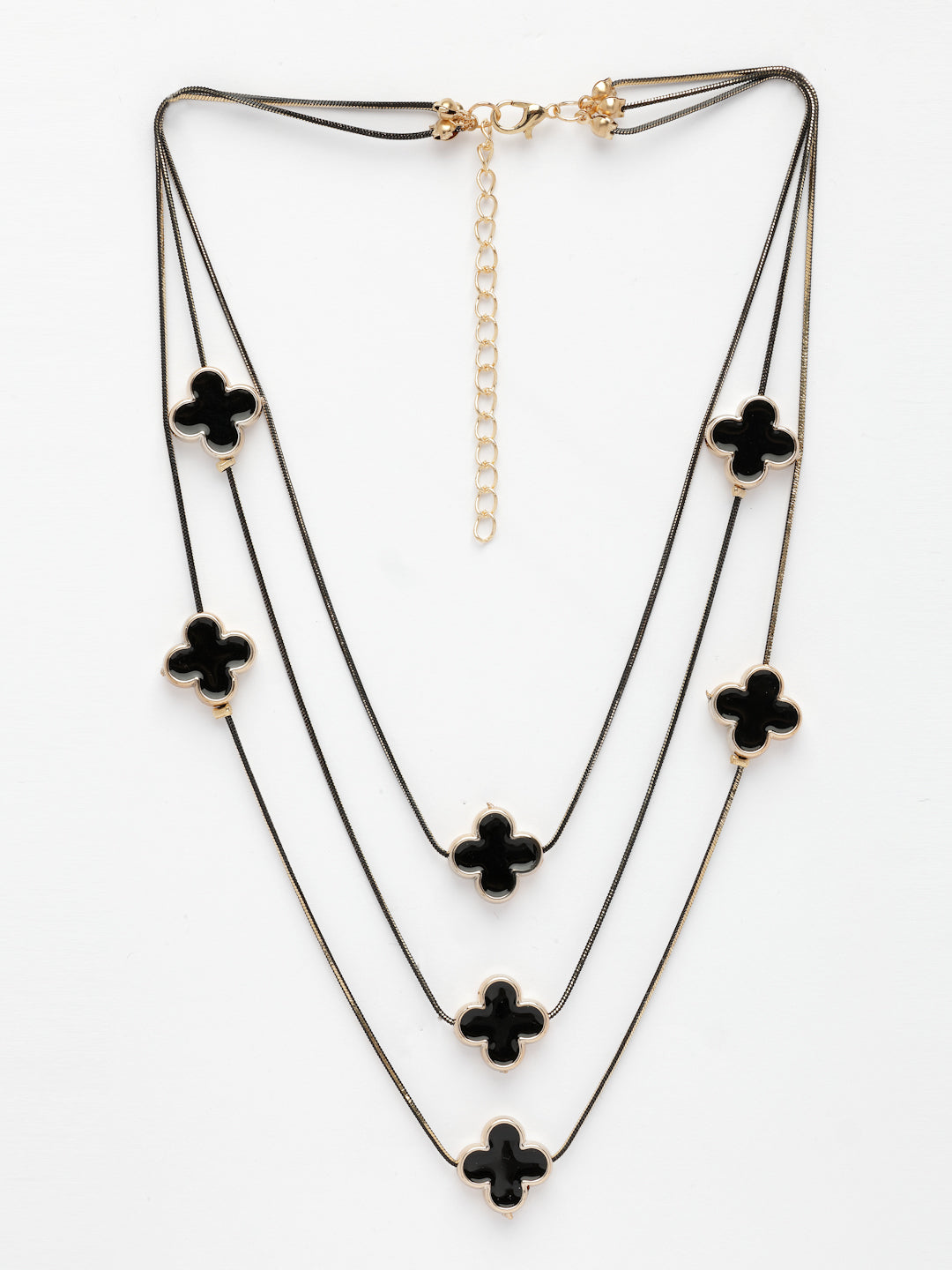 NVR Women's Black Layered Fashion Necklace | Grocsy