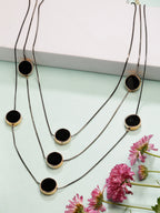 NVR Women's Black Circular Shaped Layered Fashion Necklace | Grocsy