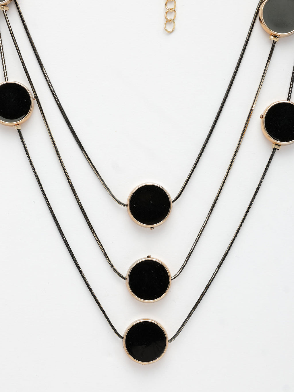 NVR Women's Black Circular Shaped Layered Fashion Necklace | Grocsy