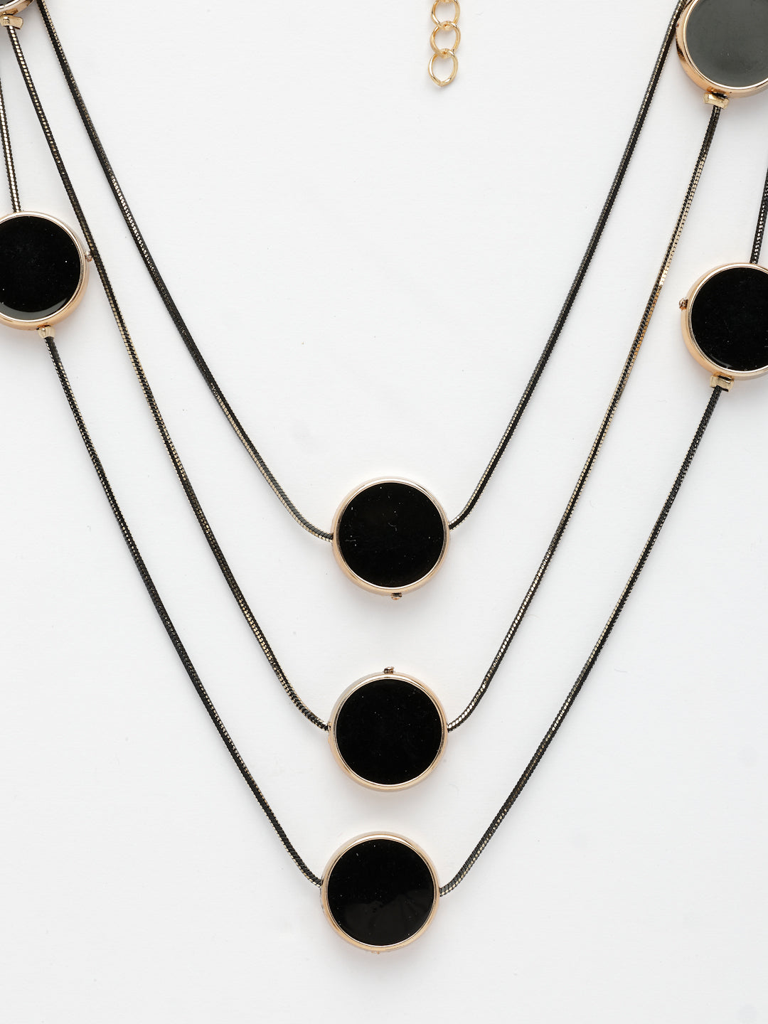 NVR Women's Black Circular Shaped Layered Fashion Necklace | Grocsy