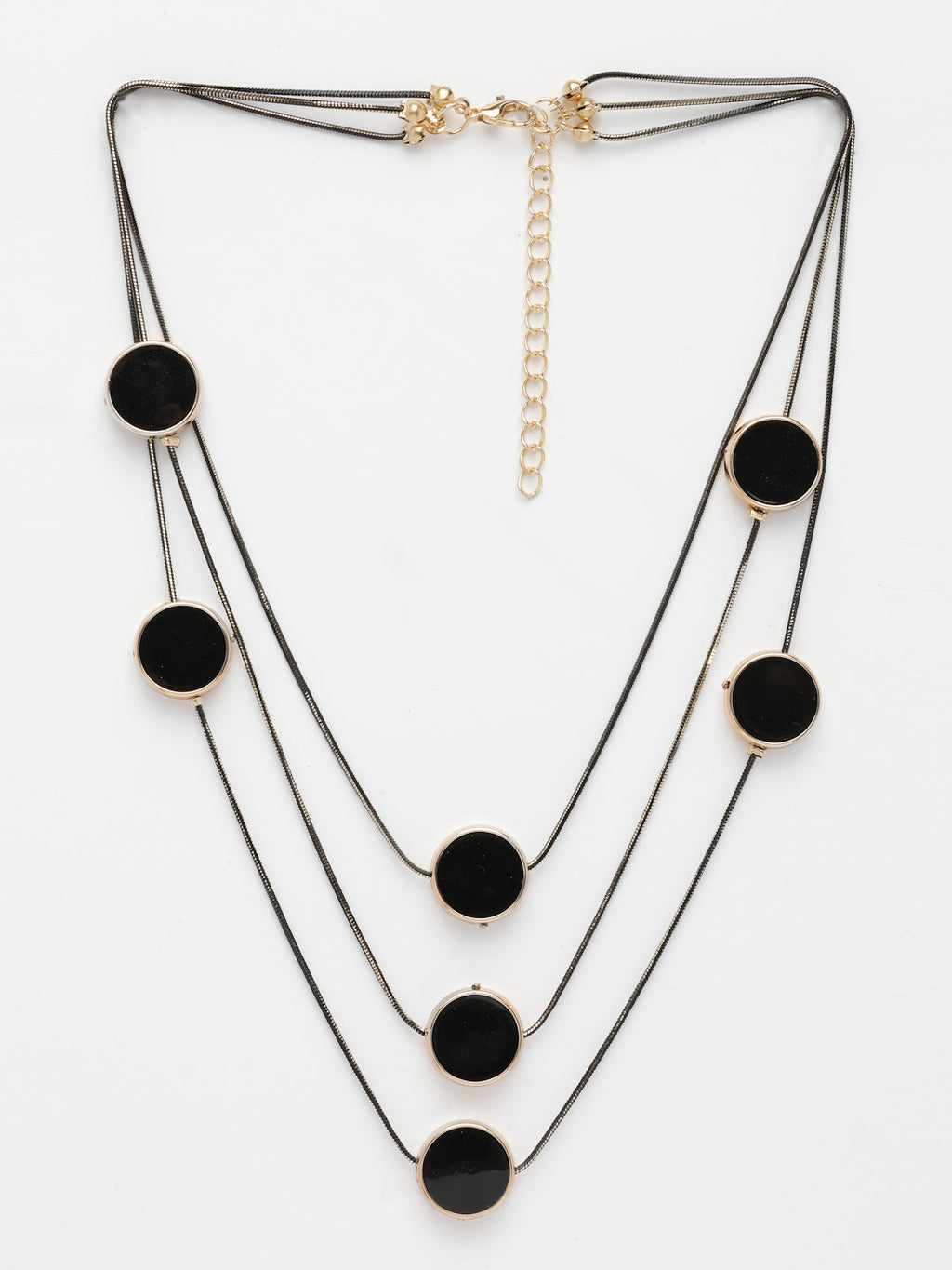 NVR Women's Black Circular Shaped Layered Fashion Necklace | Grocsy