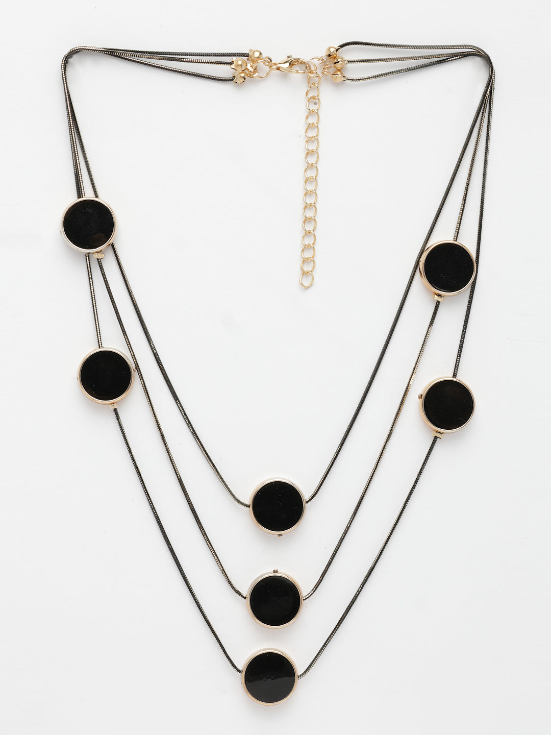 NVR Women's Black Circular Shaped Layered Fashion Necklace | Grocsy