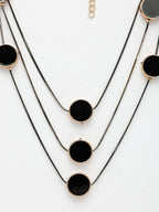 NVR Women's Black Circular Shaped Layered Fashion Necklace | Grocsy