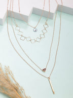 NVR Women's Rose Gold-Polished Artificial Stones Layered Chain | Grocsy