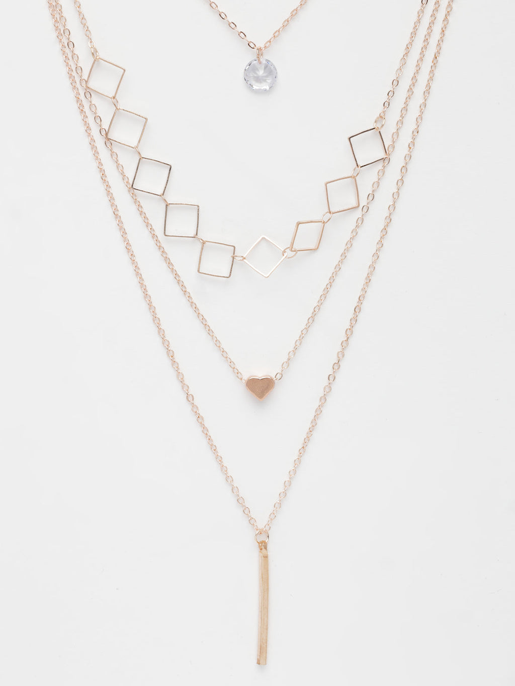 NVR Women's Rose Gold-Polished Artificial Stones Layered Chain | Grocsy