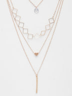 NVR Women's Rose Gold-Polished Artificial Stones Layered Chain | Grocsy