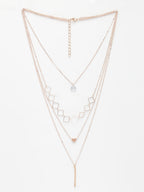 NVR Women's Rose Gold-Polished Artificial Stones Layered Chain | Grocsy