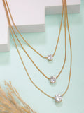 NVR Women's Gold-Polished Artificial Stones Layered Chain | Grocsy