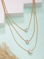 NVR Women's Gold-Polished Artificial Stones Layered Chain | Grocsy