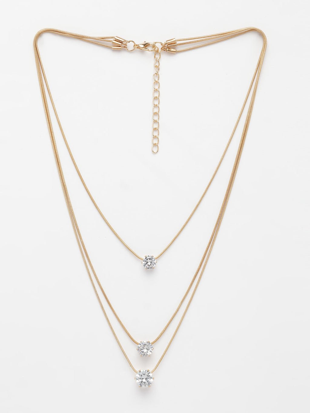 NVR Women's Gold-Polished Artificial Stones Layered Chain | Grocsy