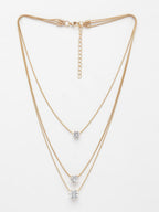 NVR Women's Gold-Polished Artificial Stones Layered Chain | Grocsy
