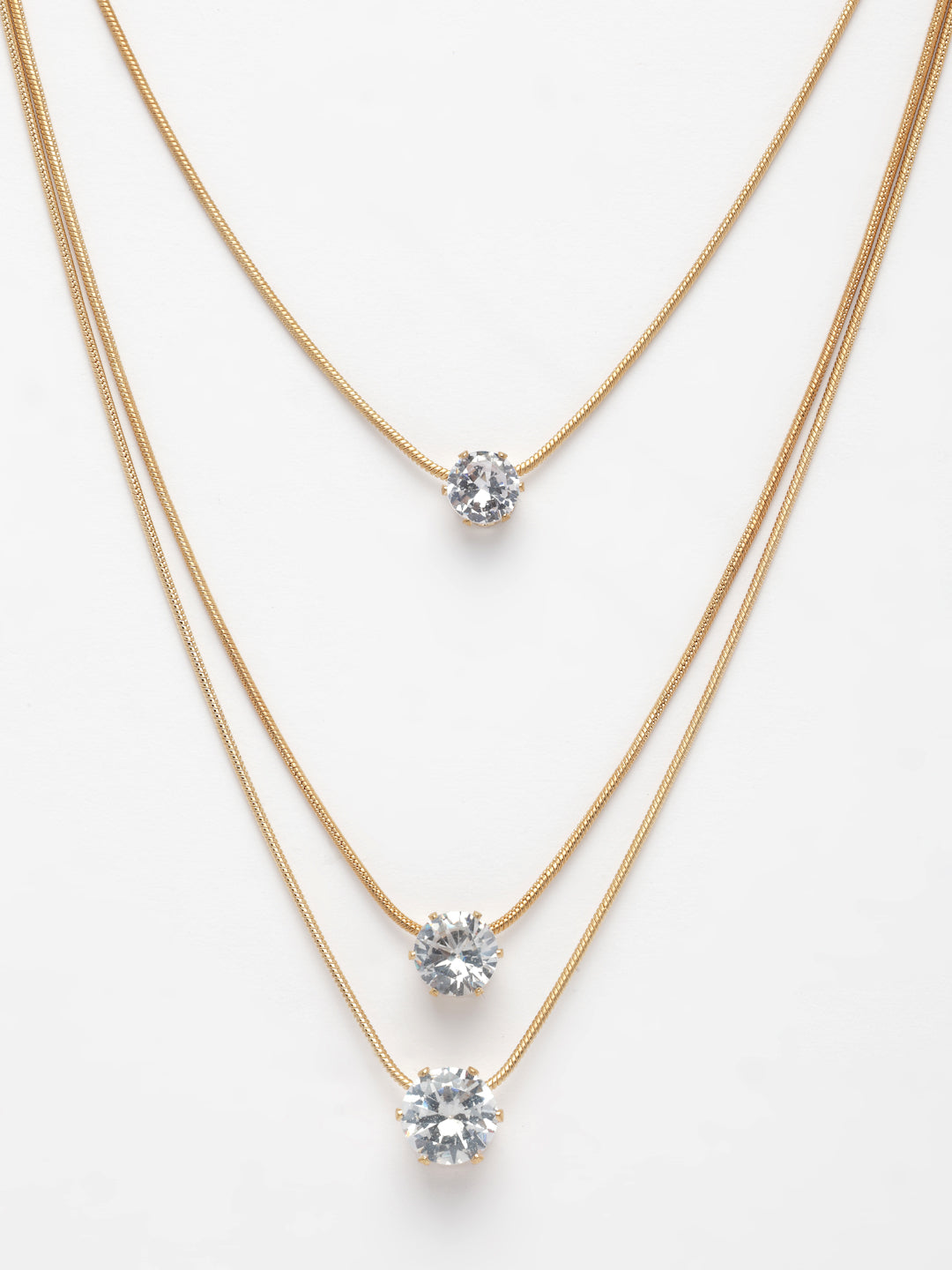 NVR Women's Gold-Polished Artificial Stones Layered Chain | Grocsy