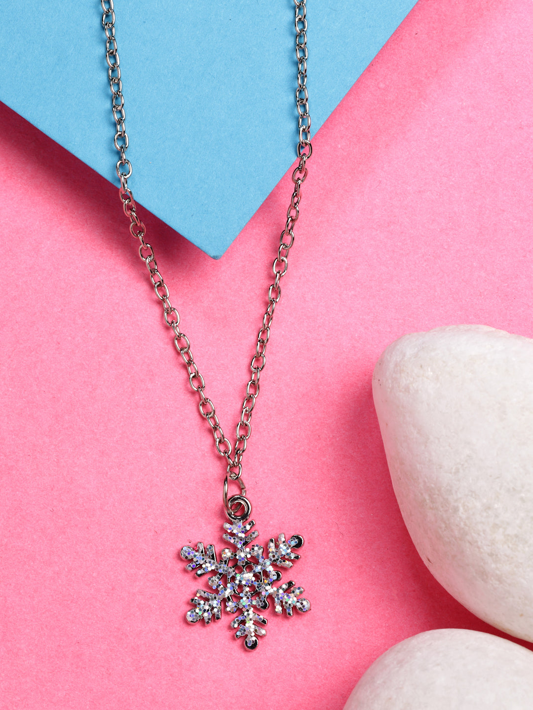 NVR Women's Silver-Plated Chain With Snowflake Pendant | Grocsy