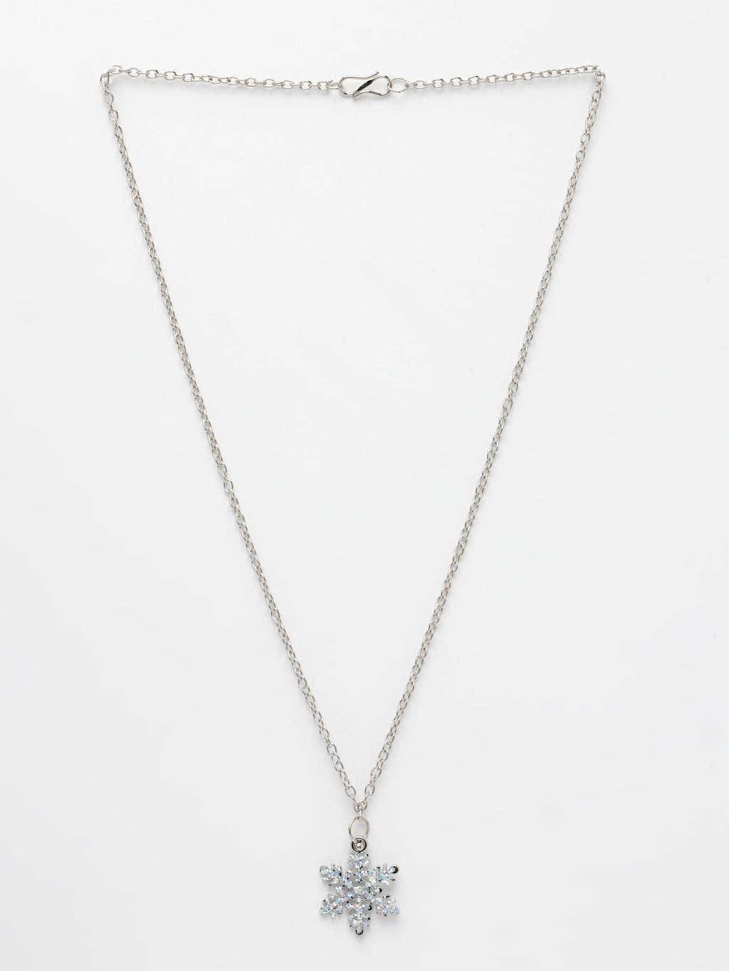 NVR Women's Silver-Plated Chain With Snowflake Pendant | Grocsy