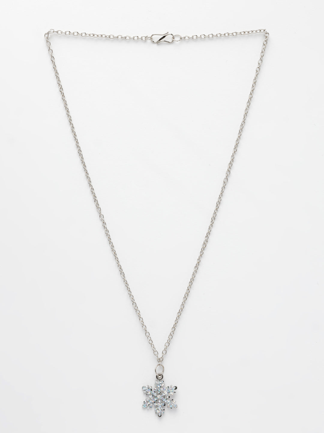 NVR Women's Silver-Plated Chain With Snowflake Pendant | Grocsy