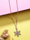 NVR Women's Rose Gold-Polished Chain With Snowflake Pendant | Grocsy