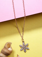 NVR Women's Rose Gold-Polished Chain With Snowflake Pendant | Grocsy