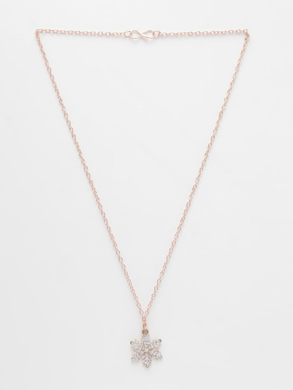 NVR Women's Rose Gold-Polished Chain With Snowflake Pendant | Grocsy