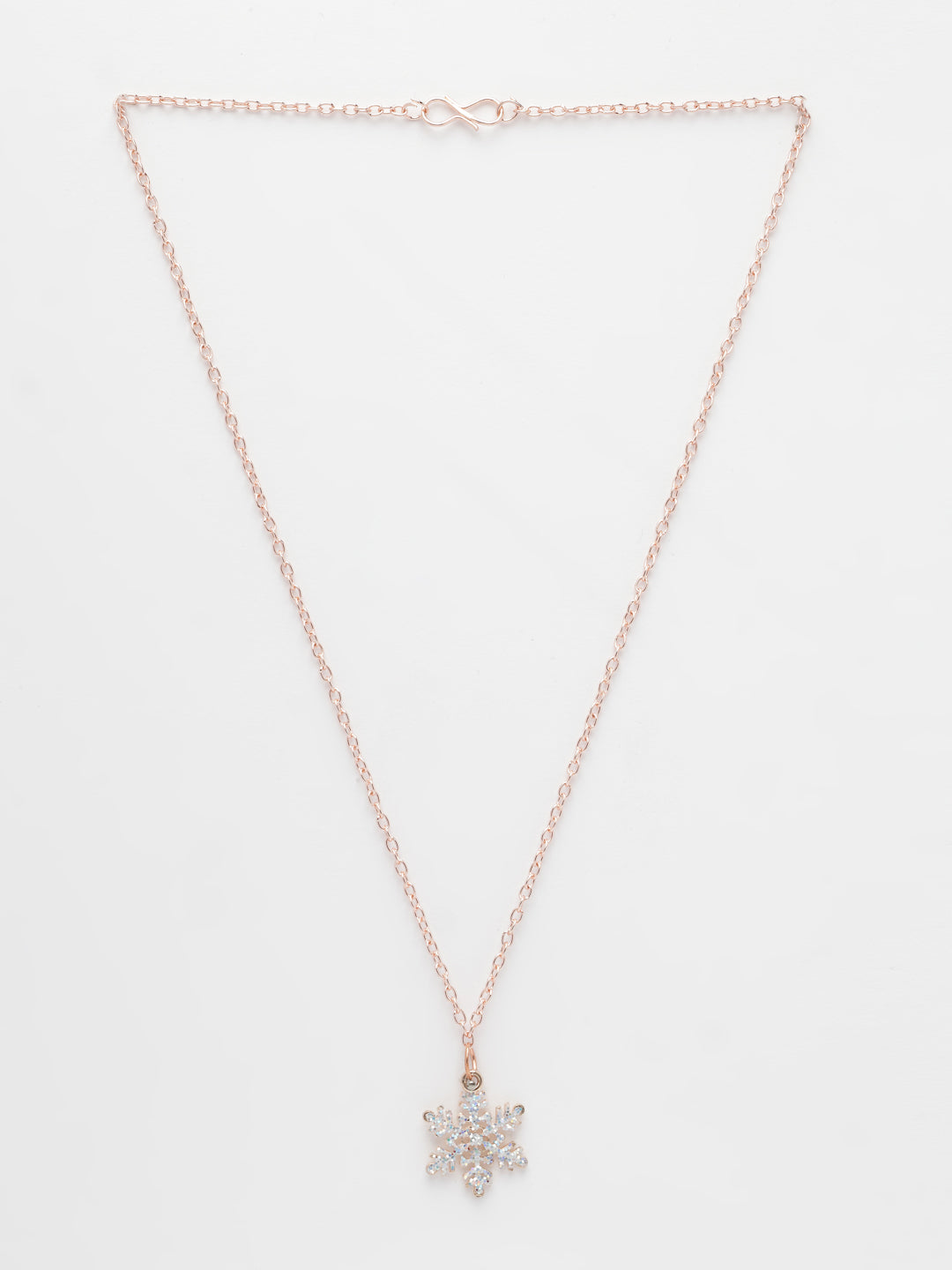 NVR Women's Rose Gold-Polished Chain With Snowflake Pendant | Grocsy