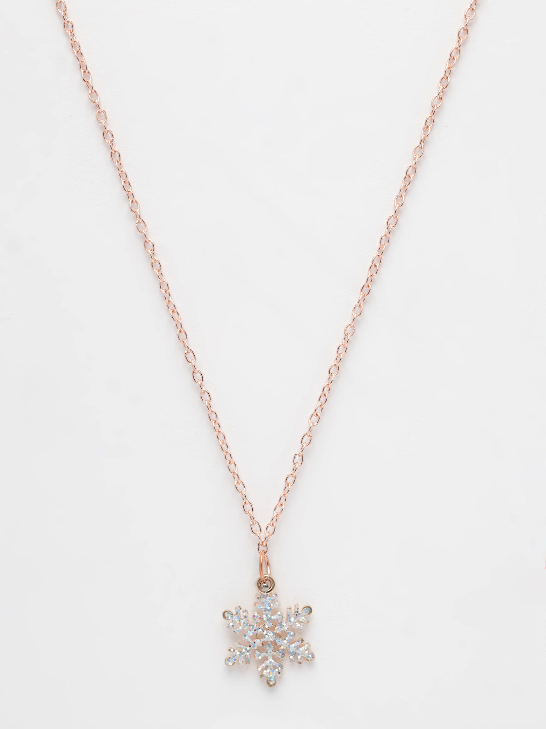 NVR Women's Rose Gold-Polished Chain With Snowflake Pendant | Grocsy